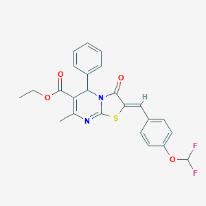 molecular formula C24H20F2N2O4S B332359 ethyl (2Z)-2-[4-(difluoromethoxy)benzylidene]-7-methyl-3-oxo-5-phenyl-2,3-dihydro-5H-[1,3]thiazolo[3,2-a]pyrimidine-6-carboxylate 