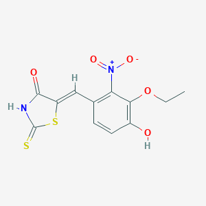 molecular formula C12H10N2O5S2 B332360 5-(3-Ethoxy-4-hydroxy-2-nitrobenzylidene)-2-thioxo-1,3-thiazolidin-4-one 