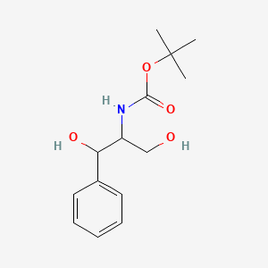 molecular formula C14H21NO4 B3323656 （1,3-二羟基-1-苯基丙烷-2-基）氨基甲酸叔丁酯 CAS No. 167082-56-6