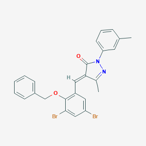 molecular formula C25H20Br2N2O2 B332378 4-[2-(benzyloxy)-3,5-dibromobenzylidene]-5-methyl-2-(3-methylphenyl)-2,4-dihydro-3H-pyrazol-3-one 