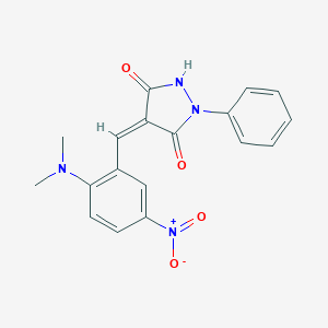 molecular formula C18H16N4O4 B332387 4-{2-(Dimethylamino)-5-nitrobenzylidene}-1-phenyl-3,5-pyrazolidinedione 