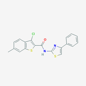 molecular formula C19H13ClN2OS2 B332389 3-chloro-6-methyl-N-(4-phenyl-1,3-thiazol-2-yl)-1-benzothiophene-2-carboxamide 