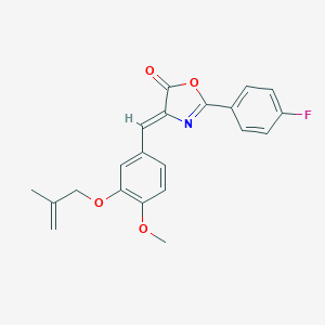 molecular formula C21H18FNO4 B332391 2-(4-fluorophenyl)-4-{4-methoxy-3-[(2-methyl-2-propenyl)oxy]benzylidene}-1,3-oxazol-5(4H)-one 