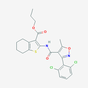 molecular formula C23H22Cl2N2O4S B332393 Propyl 2-({[3-(2,6-dichlorophenyl)-5-methyl-4-isoxazolyl]carbonyl}amino)-4,5,6,7-tetrahydro-1-benzothiophene-3-carboxylate 