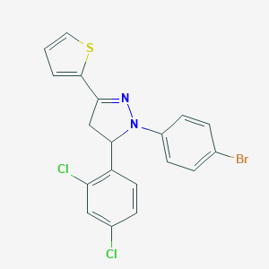 molecular formula C19H13BrCl2N2S B332400 1-(4-bromophenyl)-5-(2,4-dichlorophenyl)-3-(2-thienyl)-4,5-dihydro-1H-pyrazole 