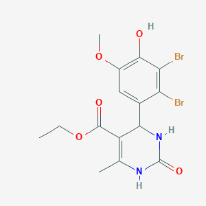 molecular formula C15H16Br2N2O5 B332401 Ethyl 4-(2,3-dibromo-4-hydroxy-5-methoxyphenyl)-6-methyl-2-oxo-1,2,3,4-tetrahydro-5-pyrimidinecarboxylate 