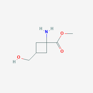 molecular formula C7H13NO3 B3324012 Methyl 1-amino-3-(hydroxymethyl)cyclobutane-1-carboxylate CAS No. 1781296-93-2