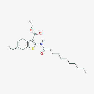 molecular formula C24H39NO3S B332402 Ethyl 6-ethyl-2-(undecanoylamino)-4,5,6,7-tetrahydro-1-benzothiophene-3-carboxylate 