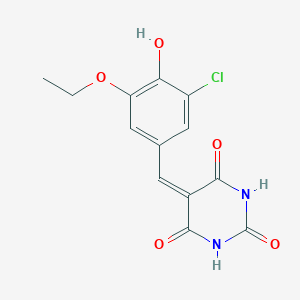 molecular formula C13H11ClN2O5 B332407 5-(3-chloro-5-ethoxy-4-hydroxybenzylidene)-2,4,6(1H,3H,5H)-pyrimidinetrione 