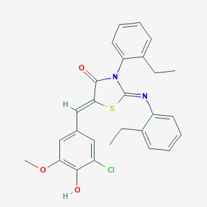 molecular formula C27H25ClN2O3S B332410 5-(3-Chloro-4-hydroxy-5-methoxybenzylidene)-3-(2-ethylphenyl)-2-[(2-ethylphenyl)imino]-1,3-thiazolidin-4-one 
