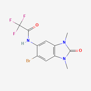 molecular formula C11H9BrF3N3O2 B3324111 N-(6-bromo-1,3-dimethyl-2-oxo-2,3-dihydro-1H-benzo[d]imidazol-5-yl)-2,2,2-trifluoroacetamide CAS No. 1800477-31-9