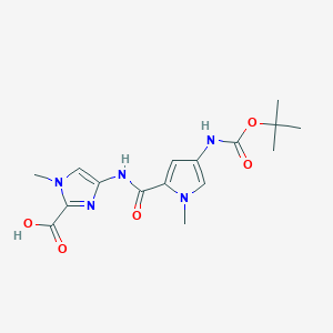 molecular formula C16H21N5O5 B3324127 4-(4-((tert-Butoxycarbonyl)amino)-1-methyl-1H-pyrrole-2-carboxamido)-1-methyl-1H-imidazole-2-carboxylic acid CAS No. 180258-47-3