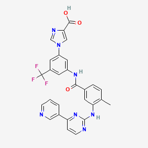 molecular formula C28H20F3N7O3 B3324150 1-(3-((4-Methyl-3-((4-(3-pyridinyl)-2-pyrimidinyl)amino)benzoyl)amino)-5-(trifluoromethyl)phenyl)-1H-imidazole-4-carboxylic acid CAS No. 1807607-72-2