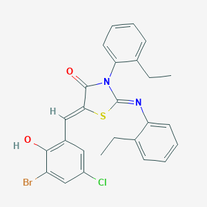 molecular formula C26H22BrClN2O2S B332416 5-(3-Bromo-5-chloro-2-hydroxybenzylidene)-3-(2-ethylphenyl)-2-[(2-ethylphenyl)imino]-1,3-thiazolidin-4-one 