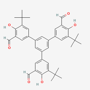 molecular formula C39H42O6 B3324201 5,5''-Di-tert-butyl-5'-(3-(tert-butyl)-5-formyl-4-hydroxyphenyl)-4,4''-dihydroxy-[1,1':3',1''-terphenyl]-3,3''-dicarbaldehyde CAS No. 1809653-01-7