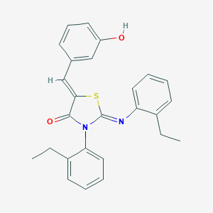 molecular formula C26H24N2O2S B332421 3-(2-Ethylphenyl)-2-[(2-ethylphenyl)imino]-5-(3-hydroxybenzylidene)-1,3-thiazolidin-4-one 