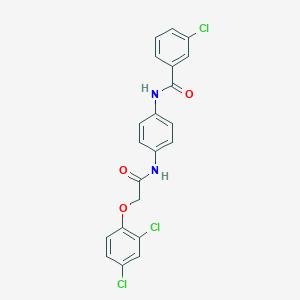 molecular formula C21H15Cl3N2O3 B332423 3-chloro-N-(4-{[(2,4-dichlorophenoxy)acetyl]amino}phenyl)benzamide 