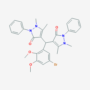 4-[(5-bromo-2,3-dimethoxyphenyl)(1,5-dimethyl-3-oxo-2-phenyl-2,3-dihydro-1H-pyrazol-4-yl)methyl]-1,5-dimethyl-2-phenyl-1,2-dihydro-3H-pyrazol-3-one
