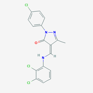 molecular formula C17H12Cl3N3O B332428 (4Z)-2-(4-chlorophenyl)-4-[(2,3-dichloroanilino)methylidene]-5-methylpyrazol-3-one 