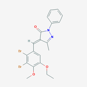 molecular formula C20H18Br2N2O3 B332429 4-(2,3-dibromo-5-ethoxy-4-methoxybenzylidene)-5-methyl-2-phenyl-2,4-dihydro-3H-pyrazol-3-one 