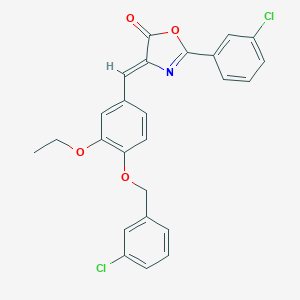molecular formula C25H19Cl2NO4 B332433 4-{4-[(3-chlorobenzyl)oxy]-3-ethoxybenzylidene}-2-(3-chlorophenyl)-1,3-oxazol-5(4H)-one 