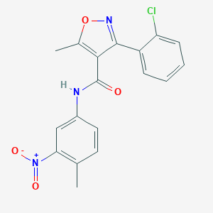 molecular formula C18H14ClN3O4 B332436 3-(2-chlorophenyl)-5-methyl-N-(4-methyl-3-nitrophenyl)-1,2-oxazole-4-carboxamide 