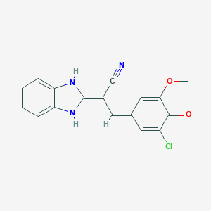 (3E)-3-(3-chloro-5-methoxy-4-oxocyclohexa-2,5-dien-1-ylidene)-2-(1,3-dihydrobenzimidazol-2-ylidene)propanenitrile
