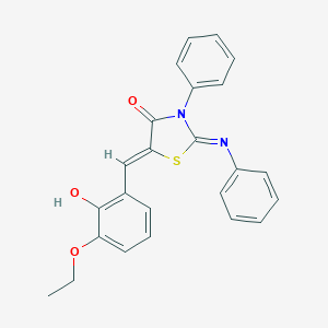 molecular formula C24H20N2O3S B332450 5-(3-Ethoxy-2-hydroxybenzylidene)-3-phenyl-2-(phenylimino)-1,3-thiazolidin-4-one 
