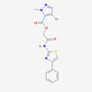 molecular formula C16H13BrN4O3S B332451 2-oxo-2-[(4-phenyl-1,3-thiazol-2-yl)amino]ethyl 4-bromo-1-methyl-1H-pyrazole-5-carboxylate 