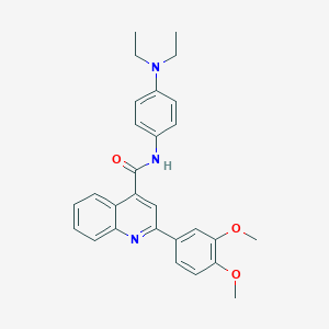 molecular formula C28H29N3O3 B332452 N-[4-(diethylamino)phenyl]-2-(3,4-dimethoxyphenyl)quinoline-4-carboxamide 