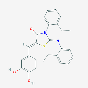molecular formula C26H24N2O3S B332453 5-(3,4-Dihydroxybenzylidene)-3-(2-ethylphenyl)-2-[(2-ethylphenyl)imino]-1,3-thiazolidin-4-one 