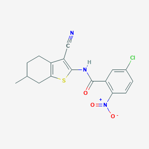molecular formula C17H14ClN3O3S B332455 5-chloro-N-(3-cyano-6-methyl-4,5,6,7-tetrahydro-1-benzothiophen-2-yl)-2-nitrobenzamide 