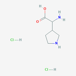 molecular formula C6H14Cl2N2O2 B3324602 2-Amino-2-(pyrrolidin-3-YL)acetic acid 2hcl CAS No. 1910707-55-9