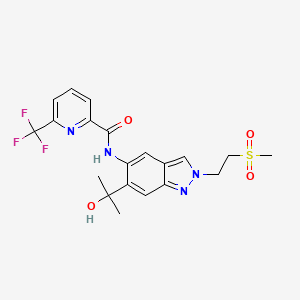 molecular formula C20H21F3N4O4S B3324631 N-[6-(1-hydroxy-1-methyl-ethyl)-2-(2-methylsulfonylethyl)indazol-5-yl]-6-(trifluoromethyl)pyridine-2-carboxamide CAS No. 1931994-81-8