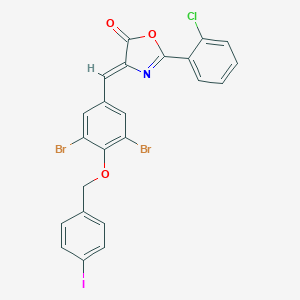 molecular formula C23H13Br2ClINO3 B332466 2-(2-chlorophenyl)-4-{3,5-dibromo-4-[(4-iodobenzyl)oxy]benzylidene}-1,3-oxazol-5(4H)-one 