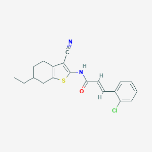 molecular formula C20H19ClN2OS B332467 3-(2-chlorophenyl)-N-(3-cyano-6-ethyl-4,5,6,7-tetrahydro-1-benzothien-2-yl)acrylamide 
