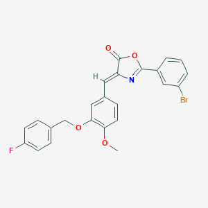 molecular formula C24H17BrFNO4 B332468 2-(3-bromophenyl)-4-{3-[(4-fluorobenzyl)oxy]-4-methoxybenzylidene}-1,3-oxazol-5(4H)-one 
