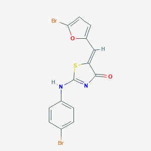 molecular formula C14H8Br2N2O2S B332486 (5Z)-2-(4-bromoanilino)-5-[(5-bromofuran-2-yl)methylidene]-1,3-thiazol-4-one 