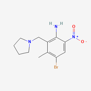 molecular formula C12H16BrN3O2 B3324871 4-Bromo-3-methyl-6-nitro-2-(pyrrolidin-1-ylmethyl)aniline CAS No. 199452-37-4