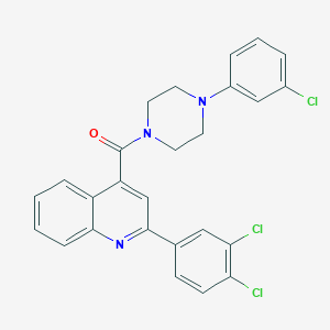 molecular formula C26H20Cl3N3O B332493 4-{[4-(3-Chlorophenyl)-1-piperazinyl]carbonyl}-2-(3,4-dichlorophenyl)quinoline 