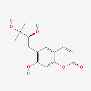 molecular formula C14H16O5 B3324945 Coumarin, 6-(2,3-dihydroxy-3-methylbutyl)-7-hydroxy- CAS No. 20126-72-1