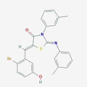 molecular formula C24H19BrN2O2S B332495 5-(2-Bromo-5-hydroxybenzylidene)-3-(3-methylphenyl)-2-[(3-methylphenyl)imino]-1,3-thiazolidin-4-one 