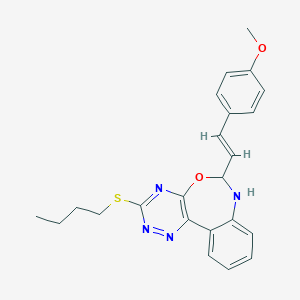 molecular formula C23H24N4O2S B332496 4-{2-[3-(Butylsulfanyl)-6,7-dihydro[1,2,4]triazino[5,6-d][3,1]benzoxazepin-6-yl]vinyl}phenyl methyl ether 