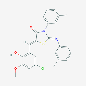 molecular formula C25H21ClN2O3S B332498 5-(5-Chloro-2-hydroxy-3-methoxybenzylidene)-3-(3-methylphenyl)-2-[(3-methylphenyl)imino]-1,3-thiazolidin-4-one 