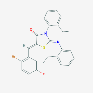 molecular formula C27H25BrN2O2S B332499 5-(2-Bromo-5-methoxybenzylidene)-3-(2-ethylphenyl)-2-[(2-ethylphenyl)imino]-1,3-thiazolidin-4-one 