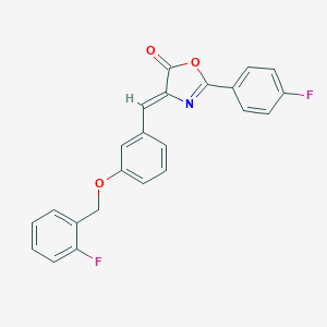 molecular formula C23H15F2NO3 B332501 4-{3-[(2-fluorobenzyl)oxy]benzylidene}-2-(4-fluorophenyl)-1,3-oxazol-5(4H)-one 