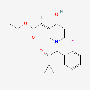 ethyl (2E)-2-[1-[2-cyclopropyl-1-(2-fluorophenyl)-2-oxoethyl]-4-hydroxypiperidin-3-ylidene]acetate