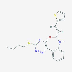 molecular formula C20H20N4OS2 B332506 3-(butylsulfanyl)-6-[(E)-2-(thiophen-2-yl)ethenyl]-6,7-dihydro[1,2,4]triazino[5,6-d][3,1]benzoxazepine 