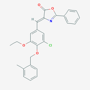 molecular formula C26H22ClNO4 B332510 4-{3-chloro-5-ethoxy-4-[(2-methylbenzyl)oxy]benzylidene}-2-phenyl-1,3-oxazol-5(4H)-one 