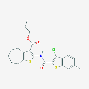 molecular formula C23H24ClNO3S2 B332513 propyl 2-{[(3-chloro-6-methyl-1-benzothien-2-yl)carbonyl]amino}-5,6,7,8-tetrahydro-4H-cyclohepta[b]thiophene-3-carboxylate 
